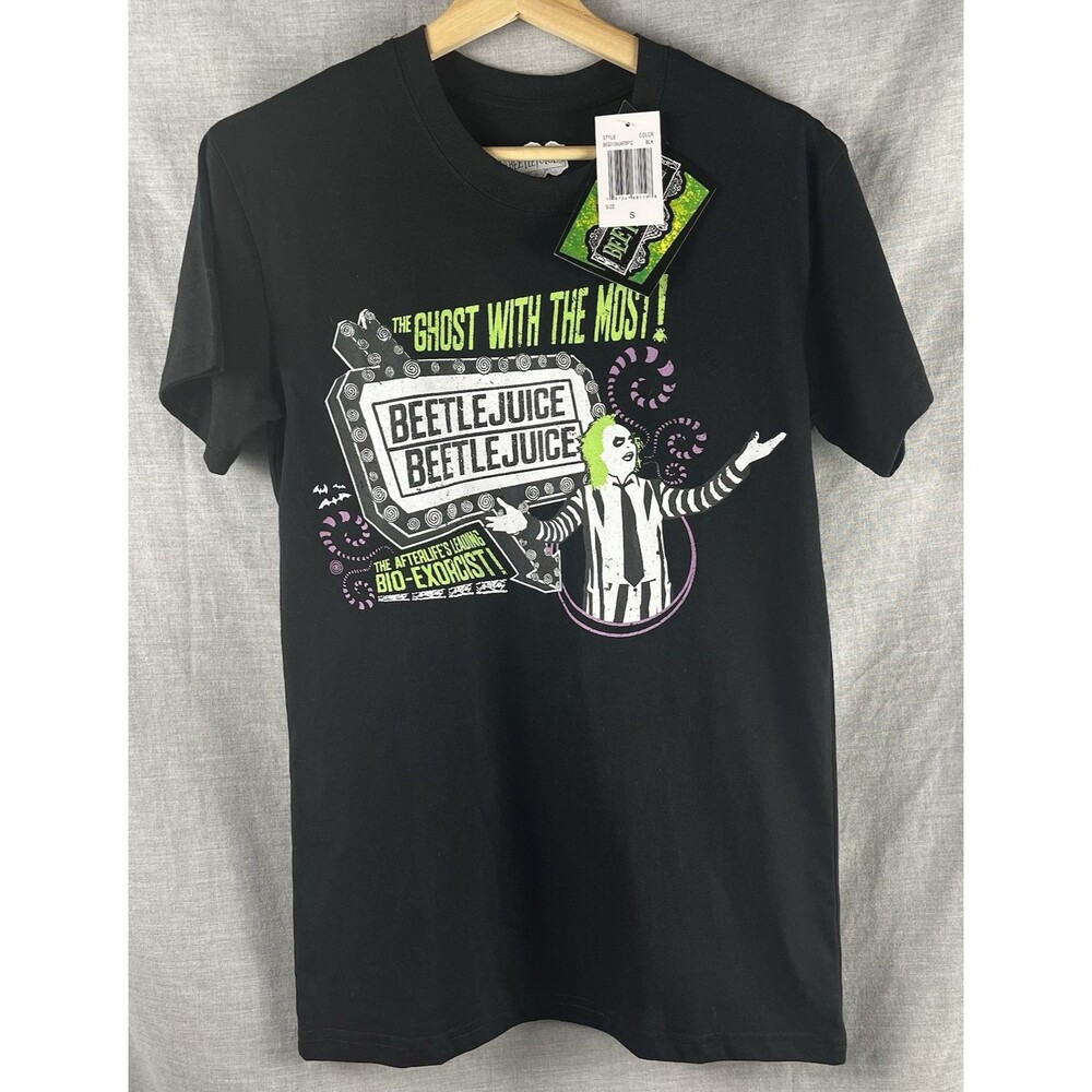 Beetlejuice Graphic T-shirt Men's Size Small Black NWT Halloween Ghost